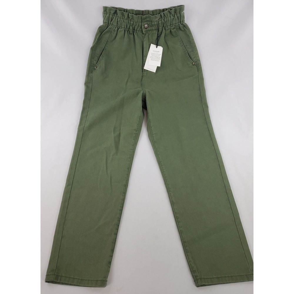 7 FOR ALL MANKIND women pants 81034 military green cotton sz 26 $199